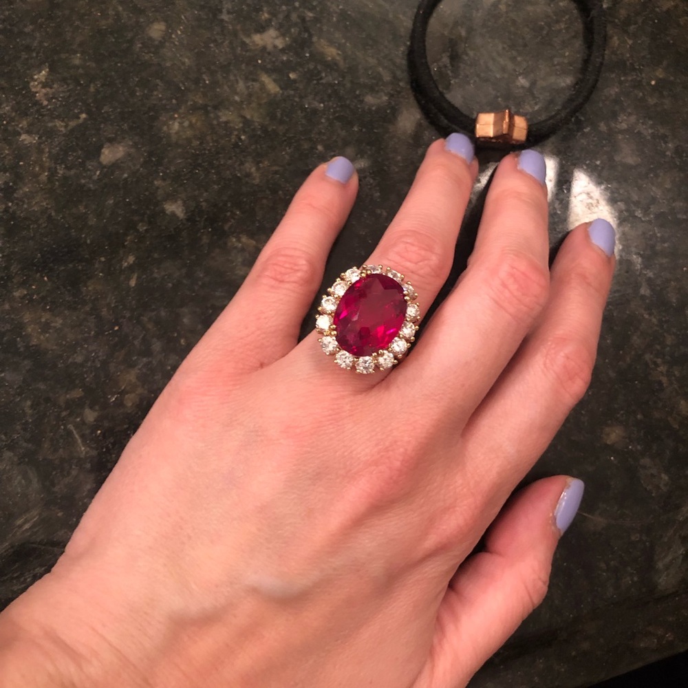 Statement Ring. Faux Ruby And Diamond - image 6